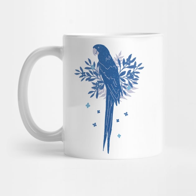 Blue Ara parrot with Tropical Leaves by OneLook